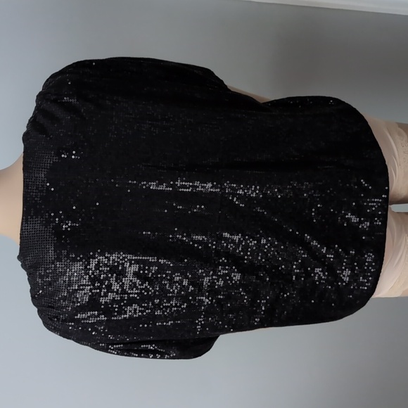 EVA FRANCO Sequin Bolero w/ ruching on shoulders & sleeves.Black. Size 4 GLAMOUR - Picture 6 of 11